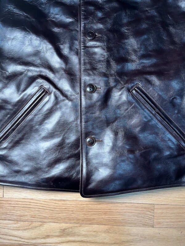 Rainbow Country SPIDER Car Coat in Seal Brown Shinki Hikaku Horsehide, size 40 - Image 4