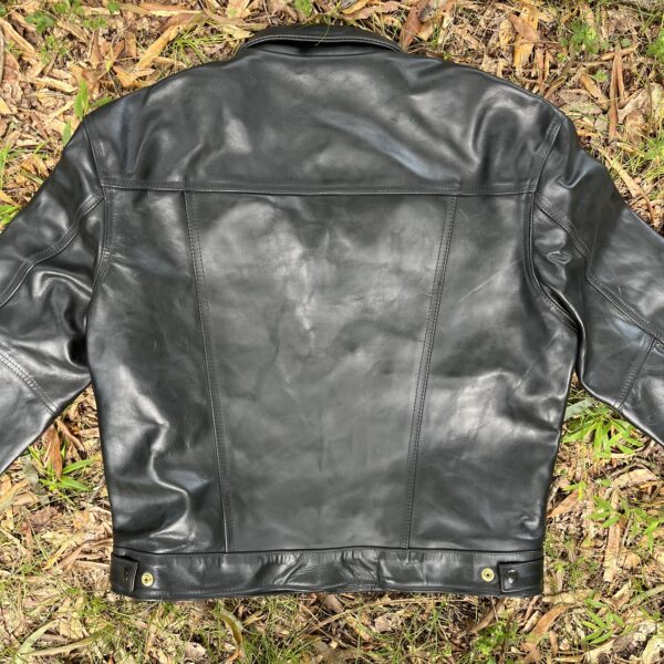 DudsByDel x Vanson MAVERICK Trucker Jacket in Black Chromexcel Horsehide, size 44 - Image 4