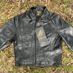 DudsByDel x Vanson MAVERICK Trucker Jacket in Black Chromexcel Horsehide, size 44