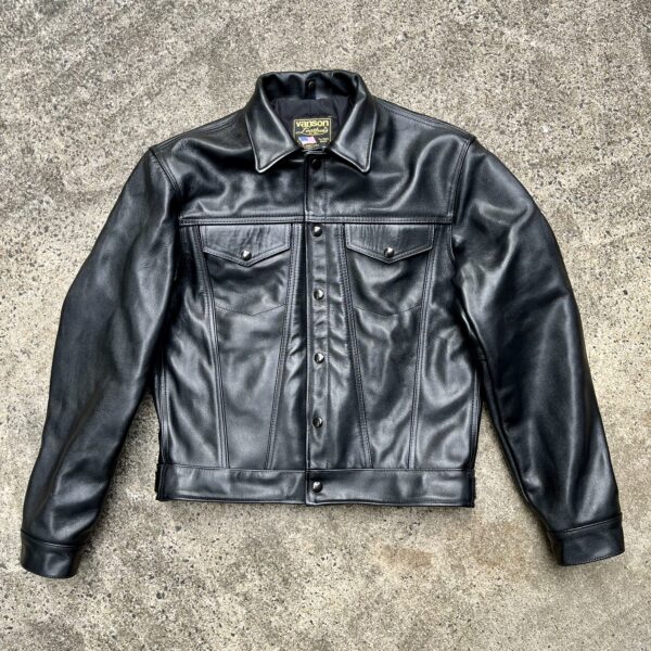 DudsByDel x Vanson MAVERICK Trucker Jacket in Black Chromexcel Horsehide [2025 Pre-Order]