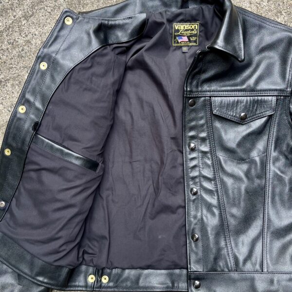 DudsByDel x Vanson MAVERICK Trucker Jacket in Black Chromexcel Horsehide [2025 Pre-Order] - Image 3