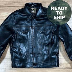 DudsByDel x Vanson MAVERICK Trucker Jacket in Black Chromexcel Horsehide, size 44