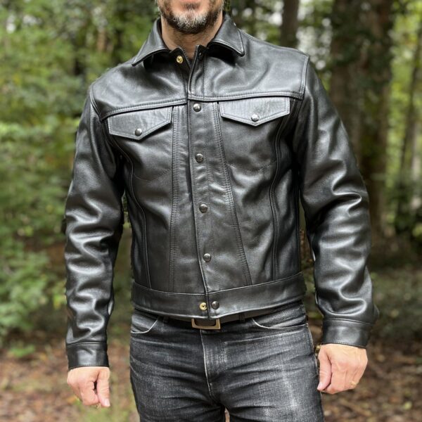 DudsByDel x Vanson MAVERICK Trucker Jacket in Black Chromexcel Horsehide [2025 Pre-Order] - Image 6