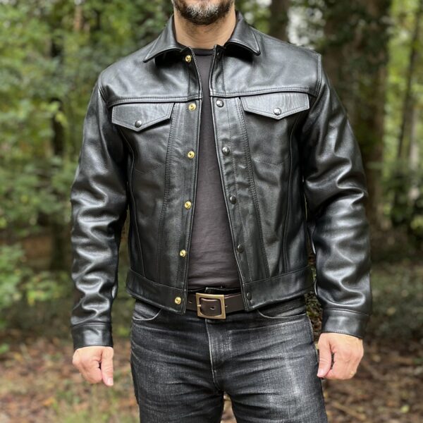 DudsByDel x Vanson MAVERICK Trucker Jacket in Black Chromexcel Horsehide [2025 Pre-Order] - Image 7