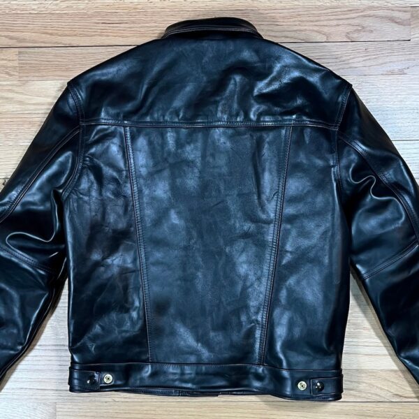DudsByDel x Vanson MAVERICK Trucker Jacket in Black Chromexcel Horsehide, size 44 - Image 4