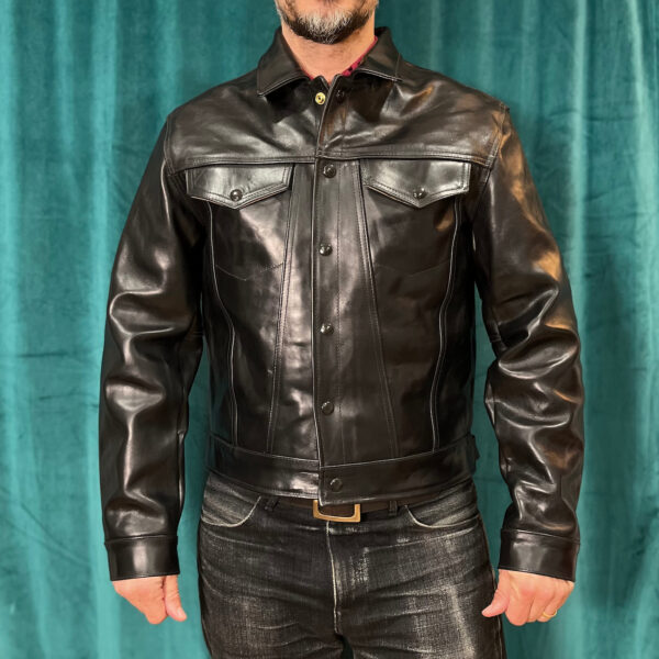 DudsByDel x Vanson MAVERICK Trucker Jacket in Black Chromexcel Horsehide, size 44 - Image 8