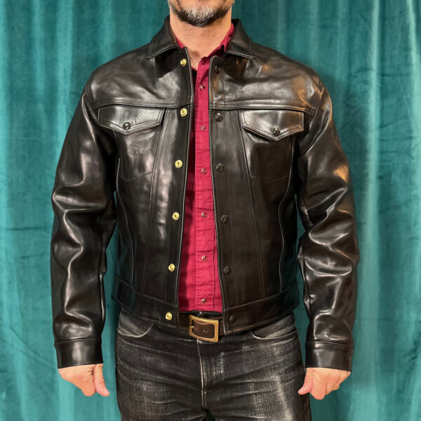DudsByDel x Vanson MAVERICK Trucker Jacket in Black Chromexcel Horsehide, size 44 - Image 6