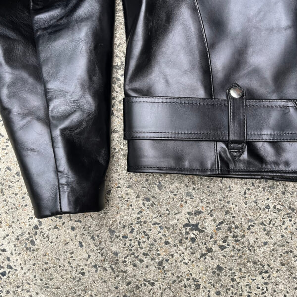 Black biker jacket back detail