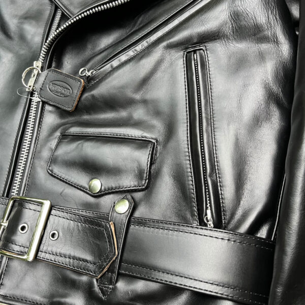 Black biker jacket front details